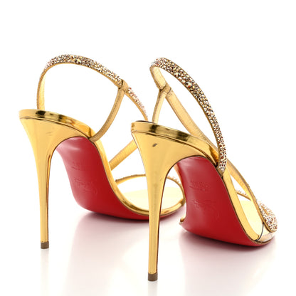 Christian Louboutin Crystal Strass Rosalie 100 Sandals 38.5 Cry Aurum Gold 4 of 10