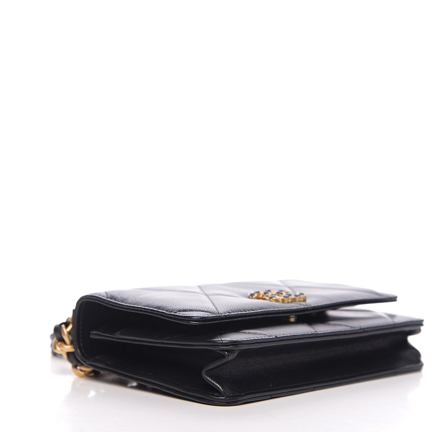 Goatskin Quilted 19 Wallet On Chain WOC Black