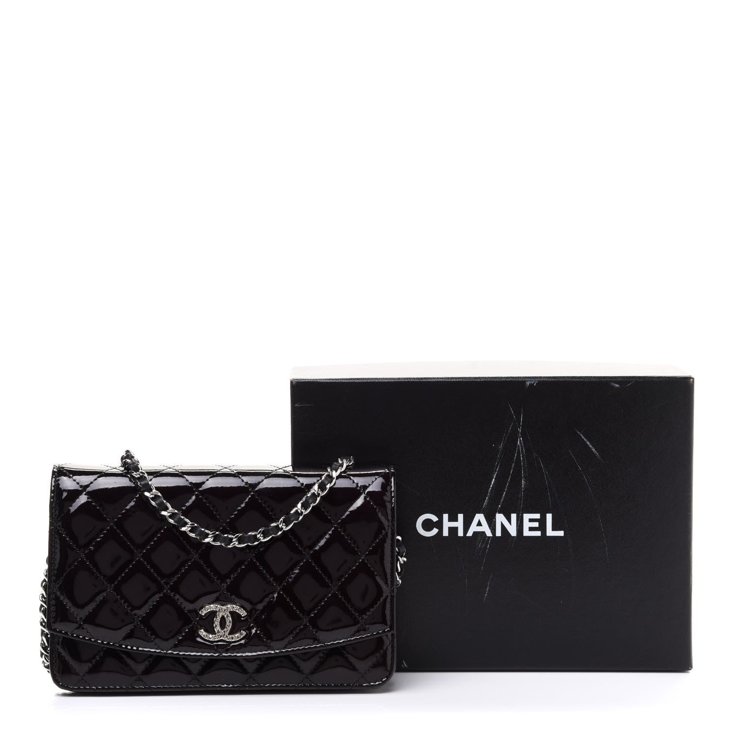 Chanel Patent Quilted Brilliant Wallet On Chain WOC Black 12 of 12