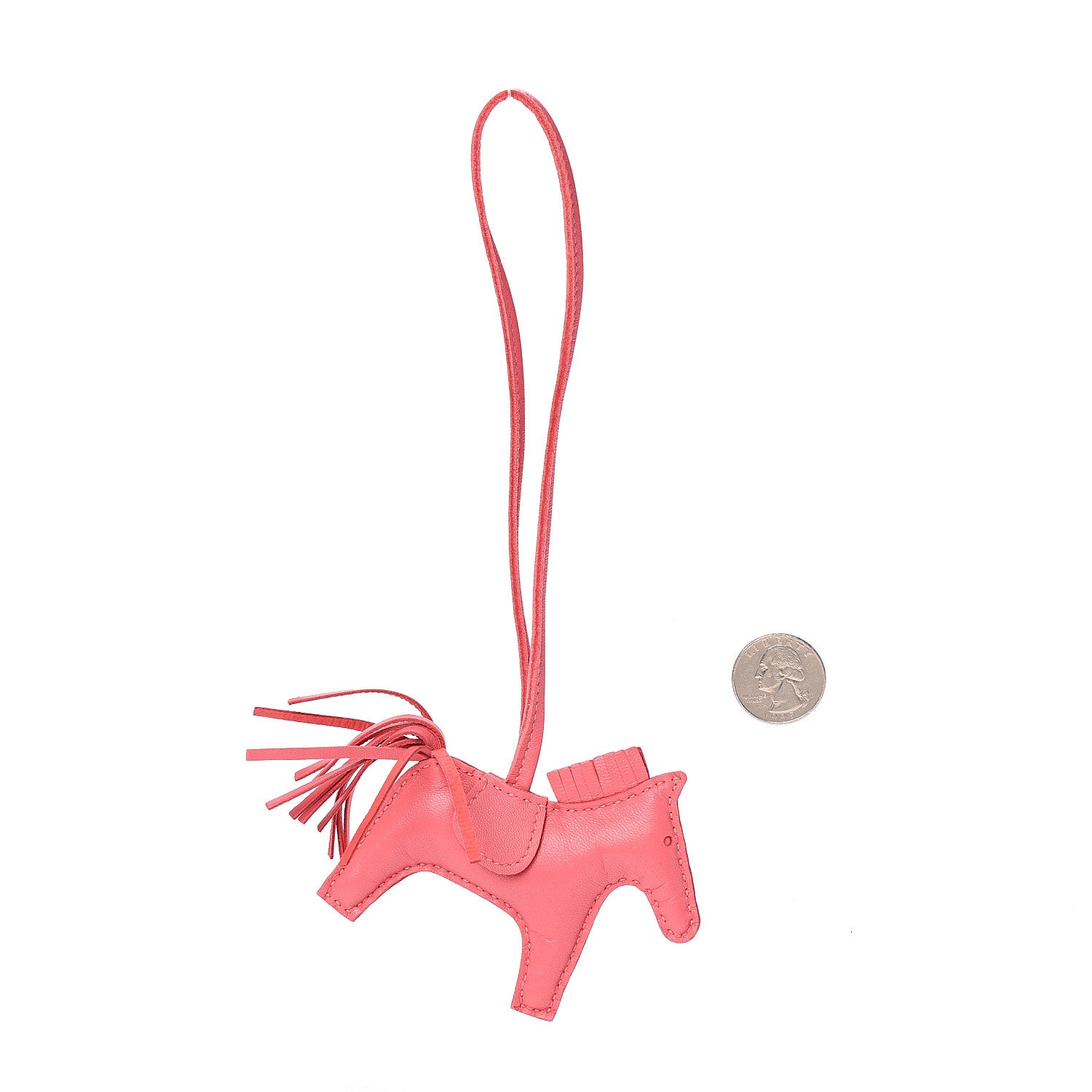 Hermes Milo Lambskin Grigri Rodeo Horse Bag Charm PM Rose Azalee 2 of 5