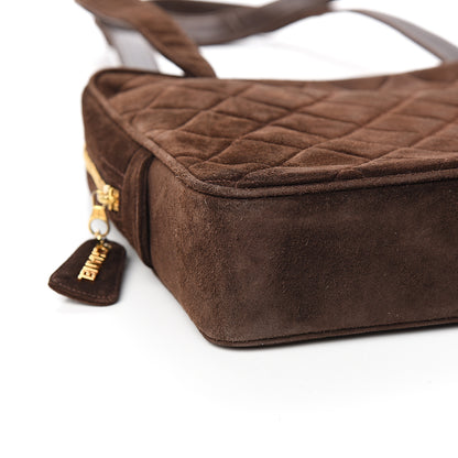 Chanel Suede Quilted Shoulder Bag Brown 8 of 10