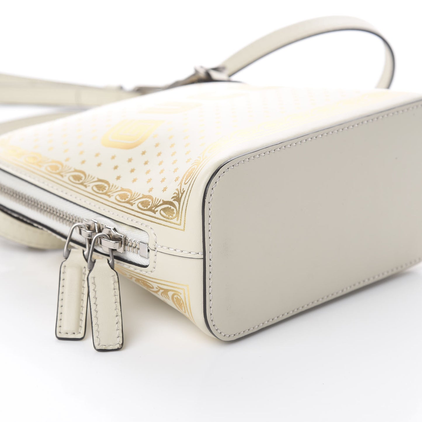 X SEGA Calfskin GUCCY Stars Mini Dome Shoulder Bag Mystic White Gold
