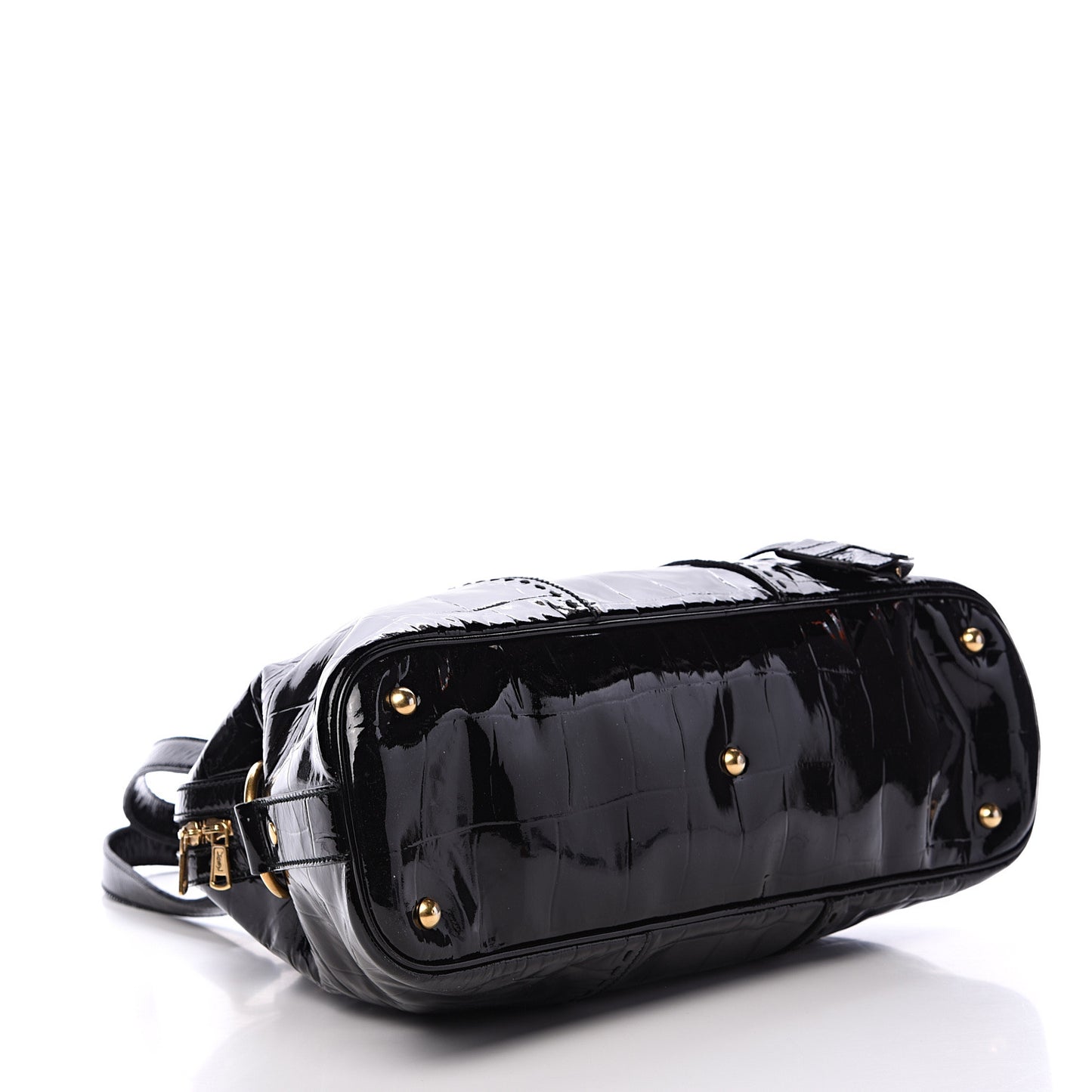 Crocodile Embossed Patent Large Muse Black