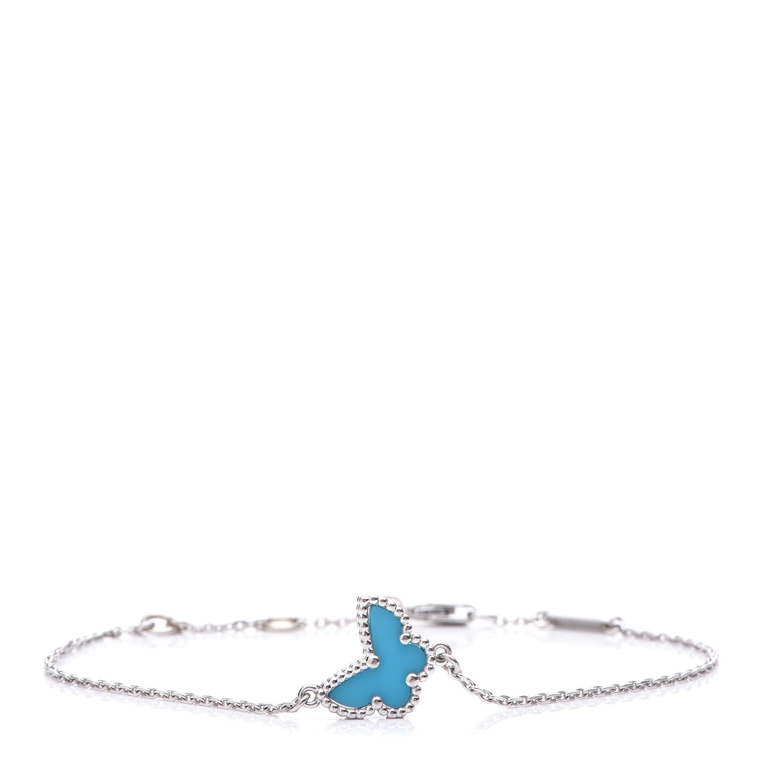 Van Cleef & Arpels 18K White Gold Turquoise Sweet Alhambra Butterfly Bracelet 1 of 6