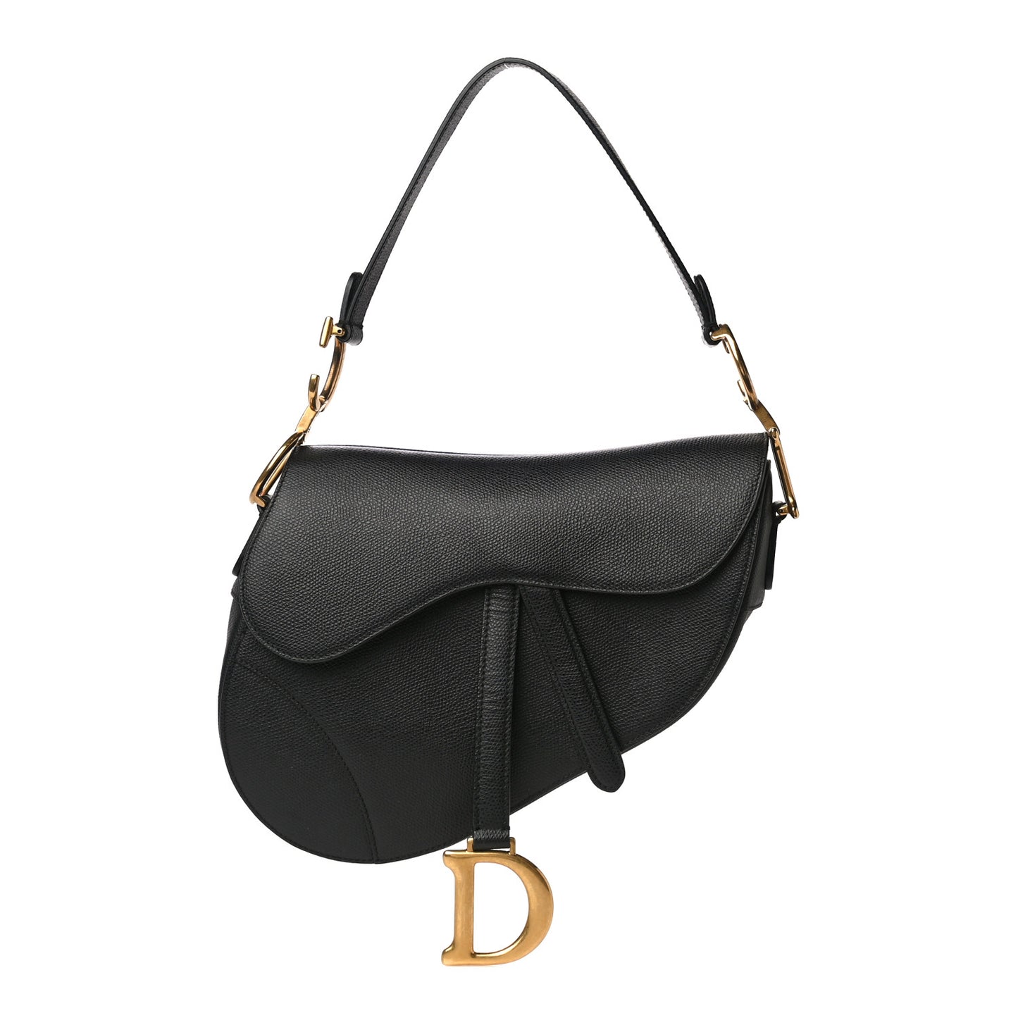 Grained Calfskin Saddle Bag Black