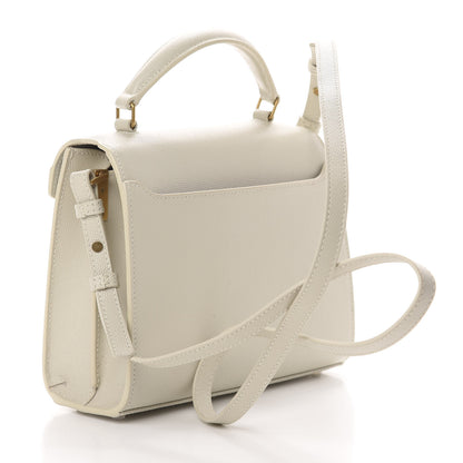 Saint Laurent Grain de Poudre Mini Classic Monogram Cassandra Top Handle Crema Soft Rouge Legion 4 of 12