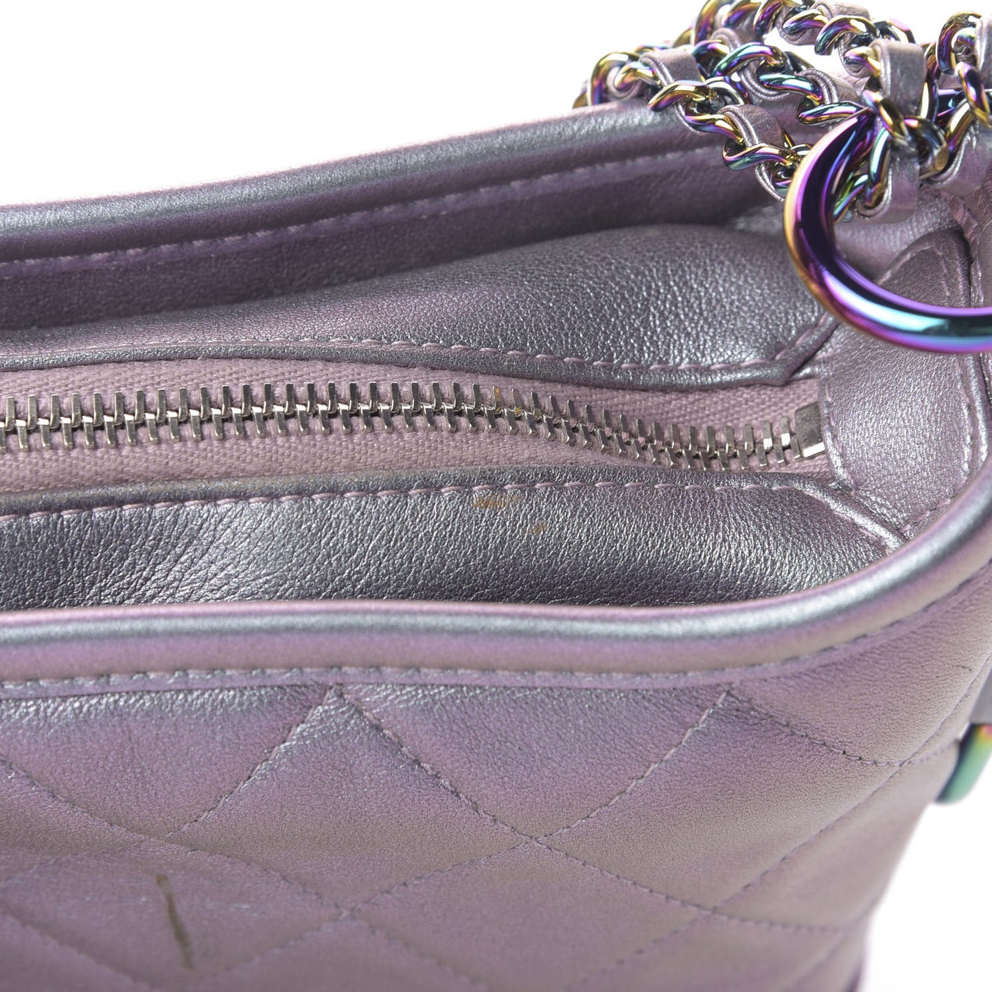 Iridescent Lambskin Calfskin Quilted Small Gabrielle Hobo Light Purple