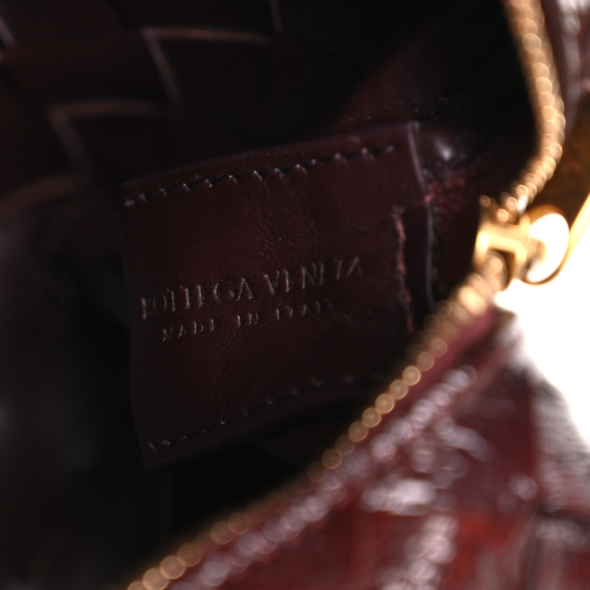 Polished Nappa Intrecciato Knot Mini Loop Camera Bag Madder Brown
