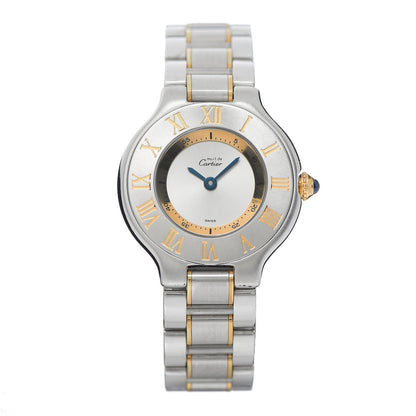 Cartier Stainless Steel 18K Yellow Gold 28mm Must De 21 Quartz Watch 1 of 7
