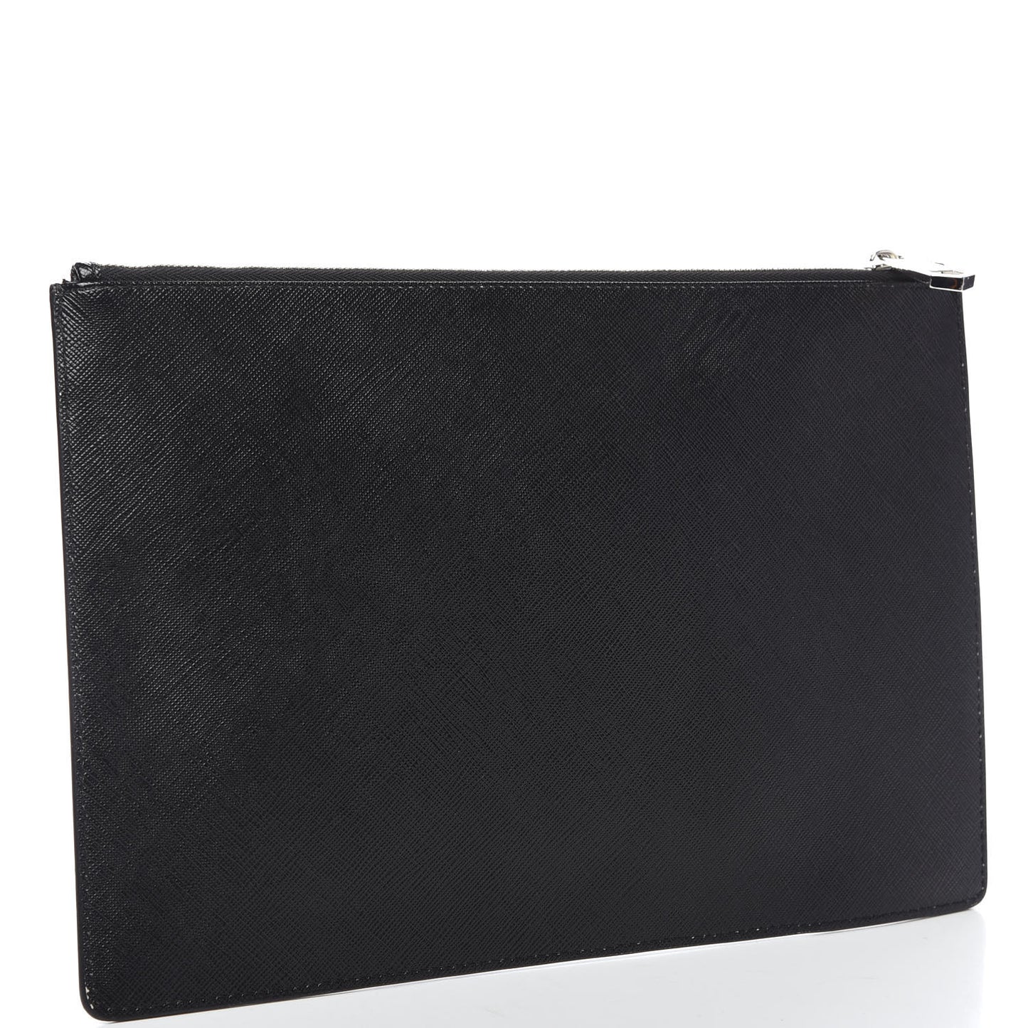 Coated Canvas Medium Print Zip Pouch Black