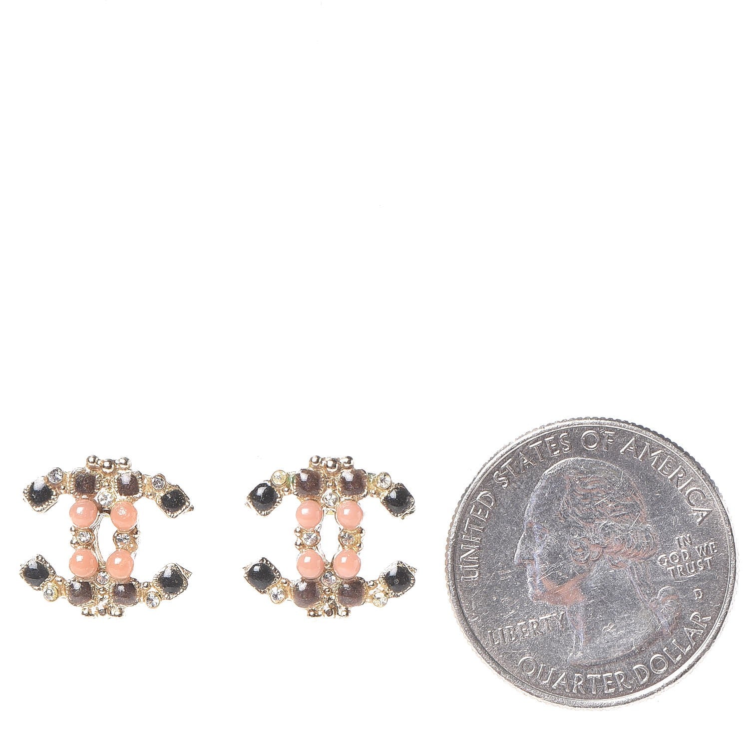 Chanel Crystal Gripoix CC Earrings Gold Multicolor 2 of 5