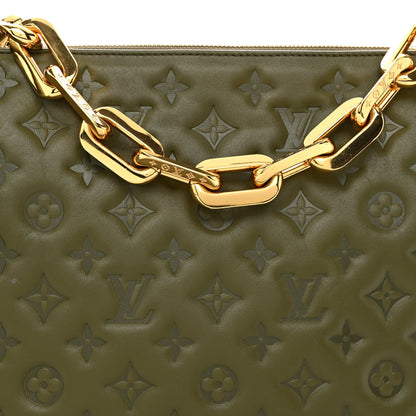 Louis Vuitton Lambskin Embossed Monogram Coussin MM Khaki 9 of 11