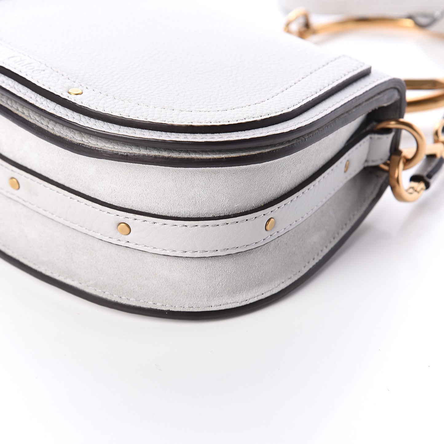 Calfskin Suede Small Nile Bracelet Bag Airy Grey