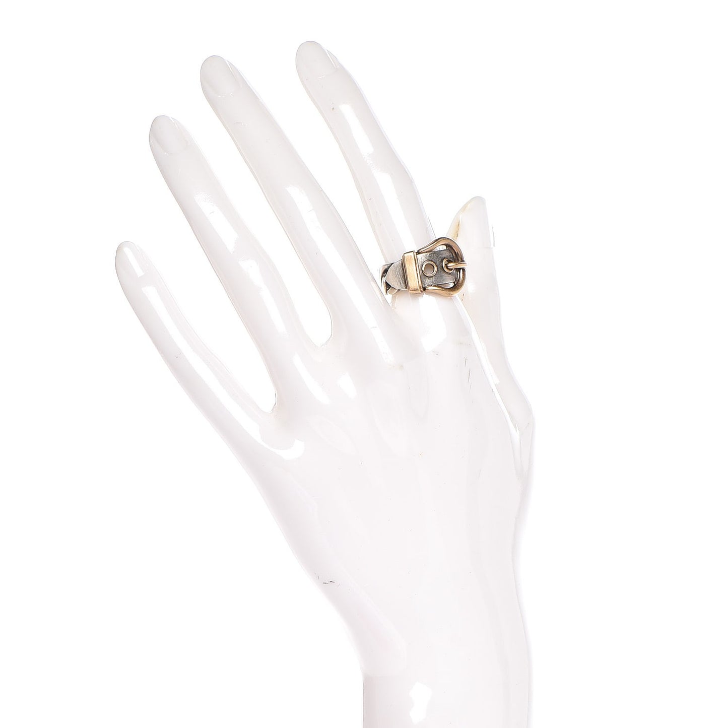 Sterling Silver 18K Yellow Gold Belt Buckle Ring 53 6.25