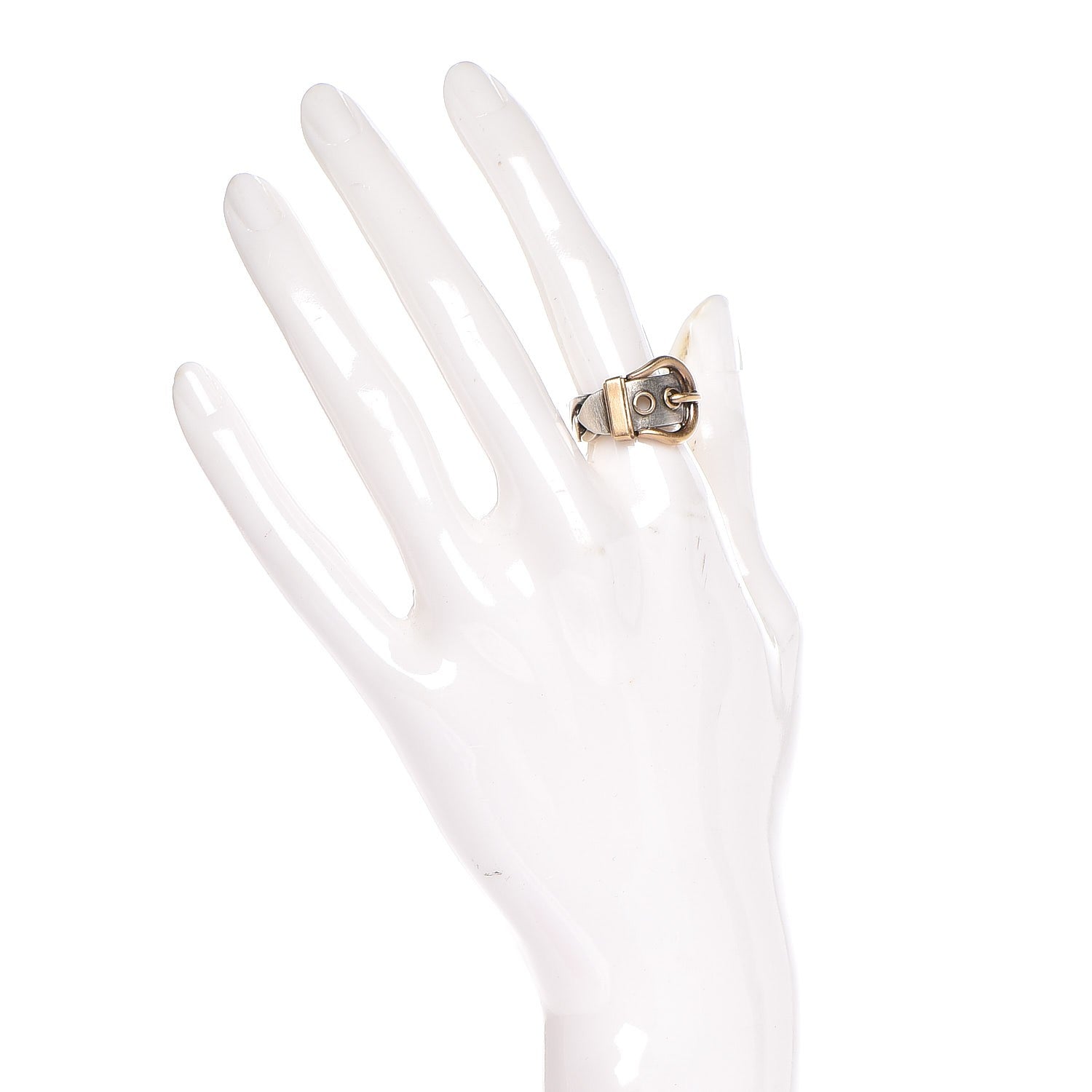 Hermes Sterling Silver 18K Yellow Gold Belt Buckle Ring 53 6.25 2 of 5