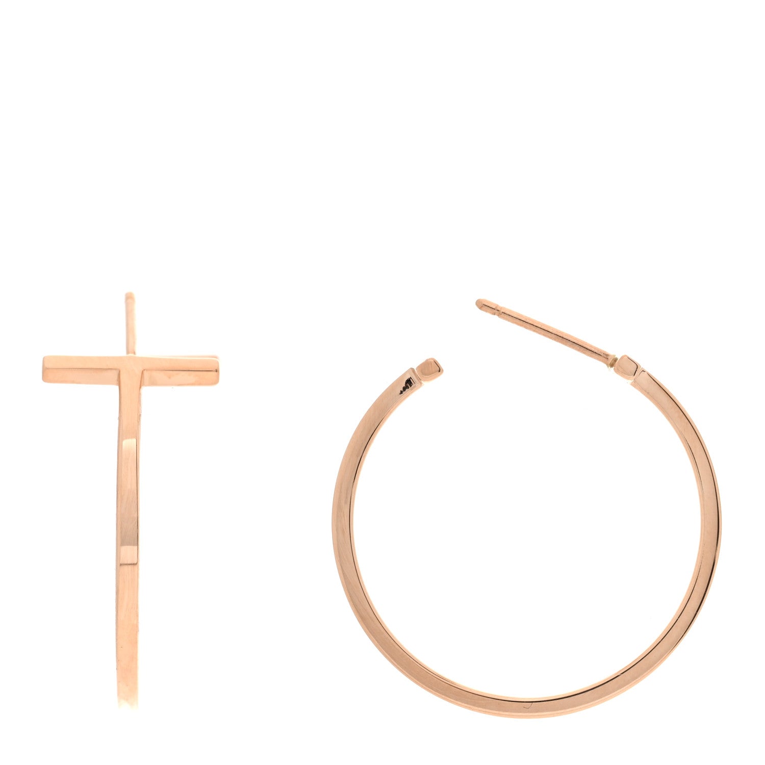 Tiffany 18K Yellow Gold Medium T Wire Hoop Earrings 1 of 5
