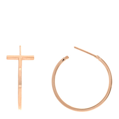 Tiffany 18K Yellow Gold Medium T Wire Hoop Earrings 1 of 5