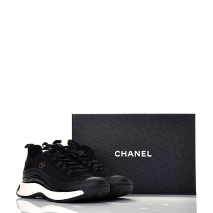 Chanel Velvet Calfskin Mixed Fibers CC Sneakers 41 Black 10 of 10