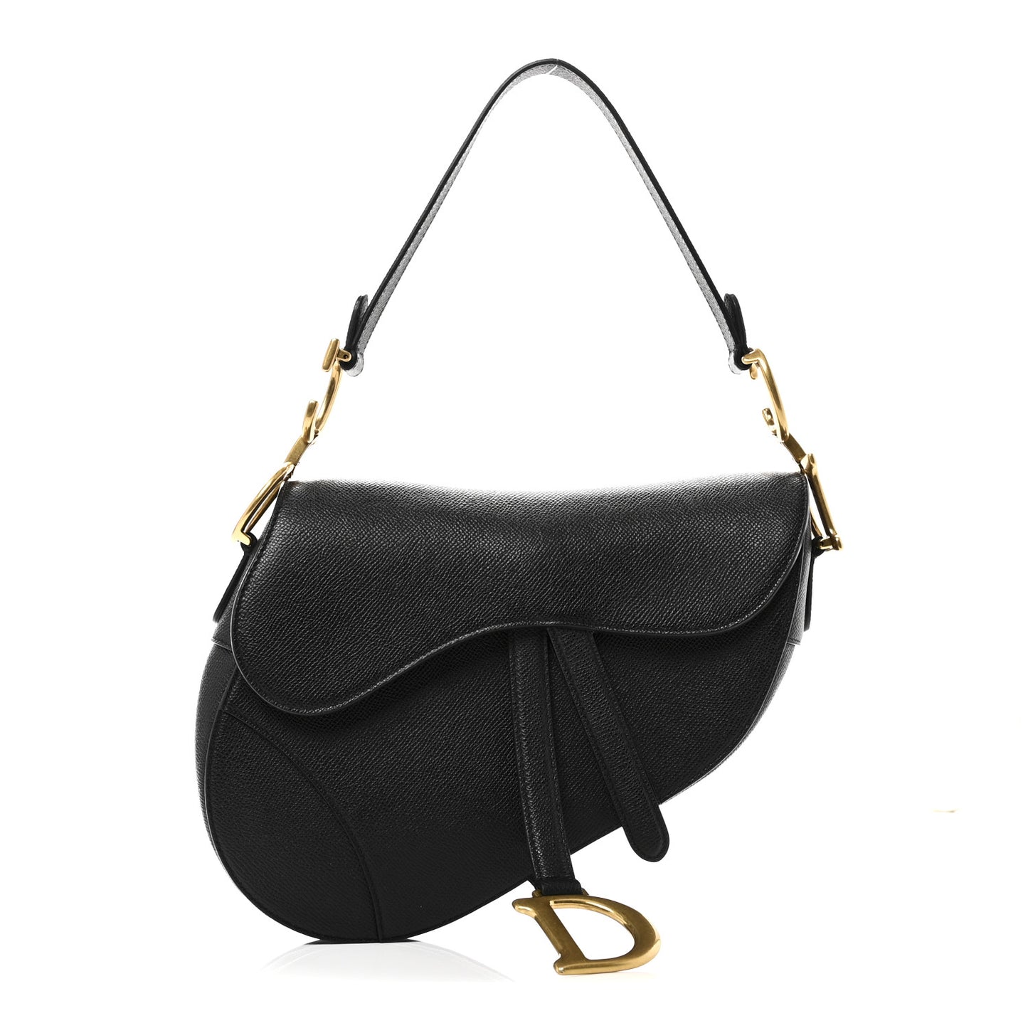 Grained Calfskin Saddle Bag Black