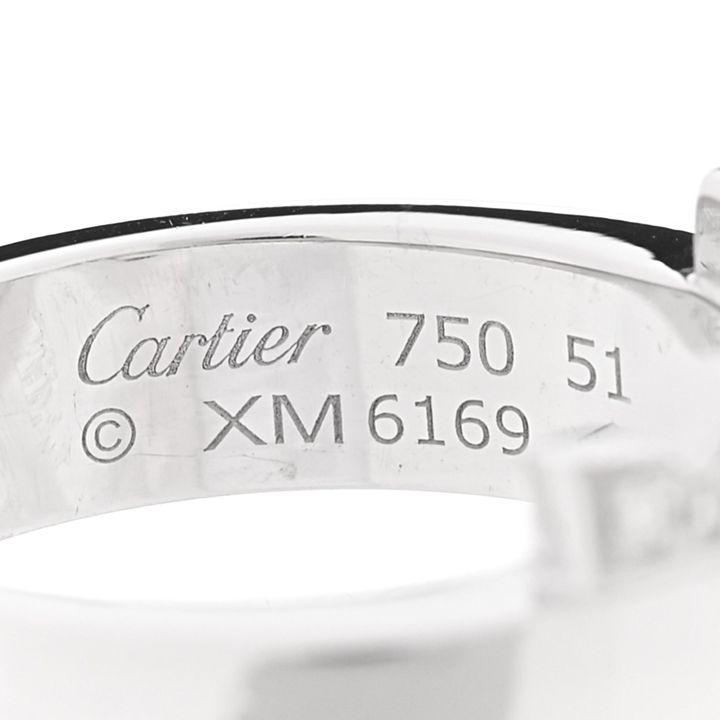 18K White Gold Diamond C De Cartier Ring 51 5.75