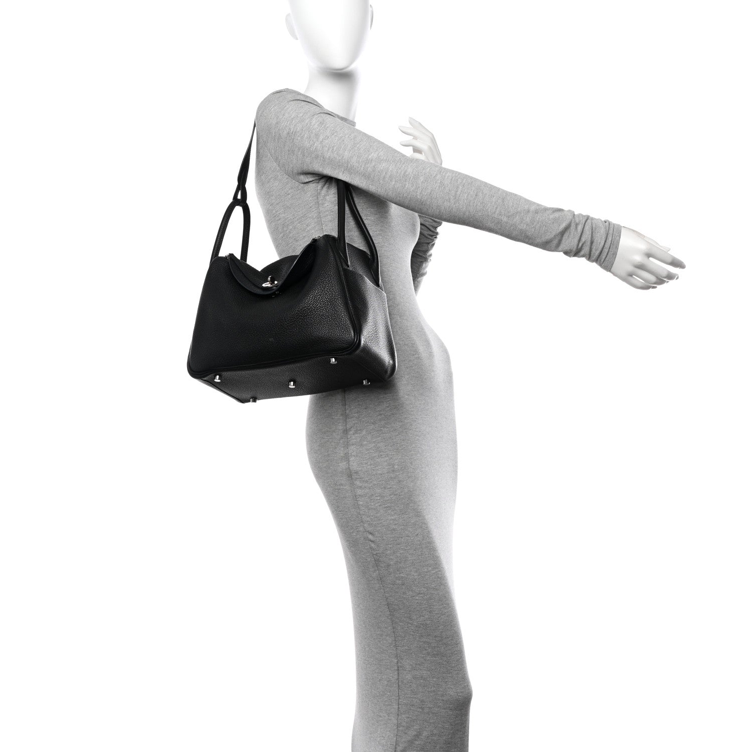 Hermes Taurillon Clemence Lindy 30 Black 2 of 16