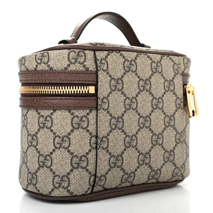 Gucci GG Supreme Monogram Textured Calfskin Web Ophidia Vanity Cosmetic Case Beige Ebony New Acero 3 of 7