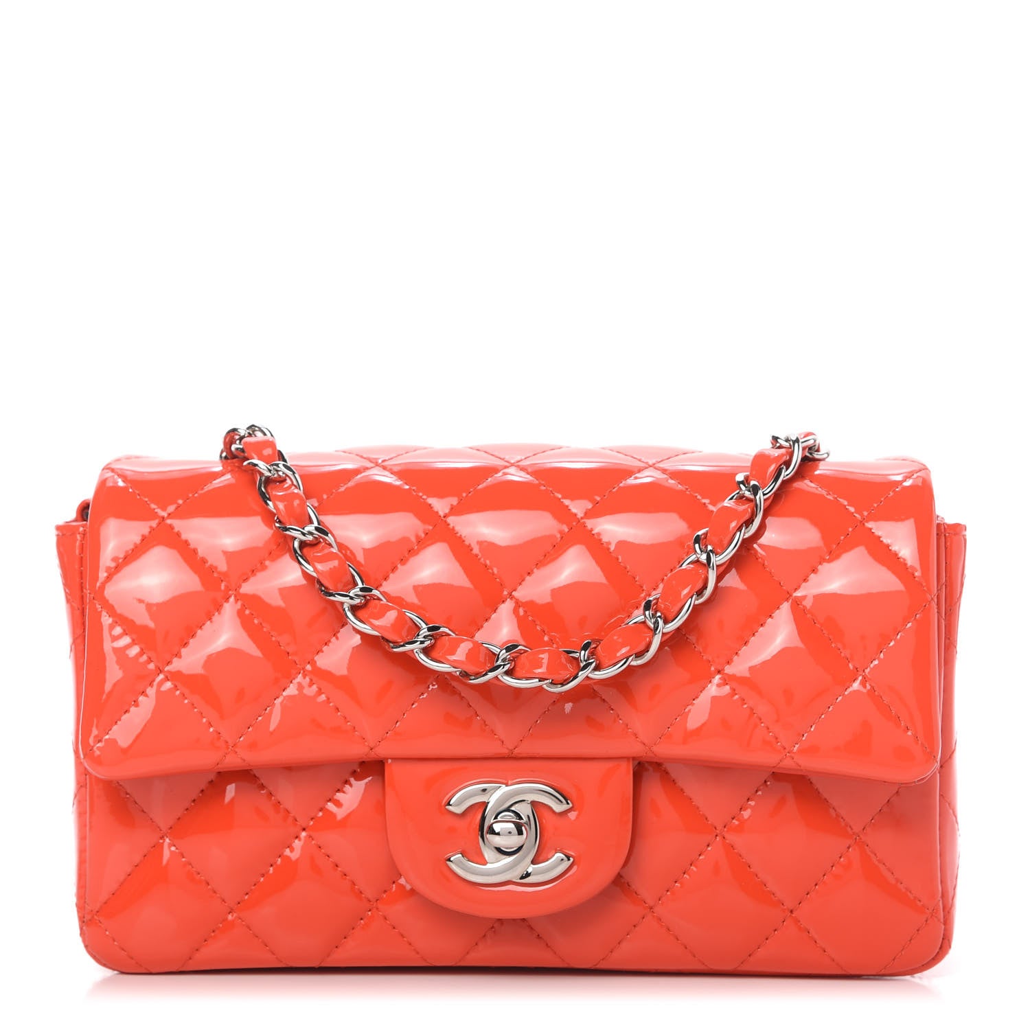 Chanel Patent Calfskin Quilted Mini Rectangular Flap Red 1 of 10