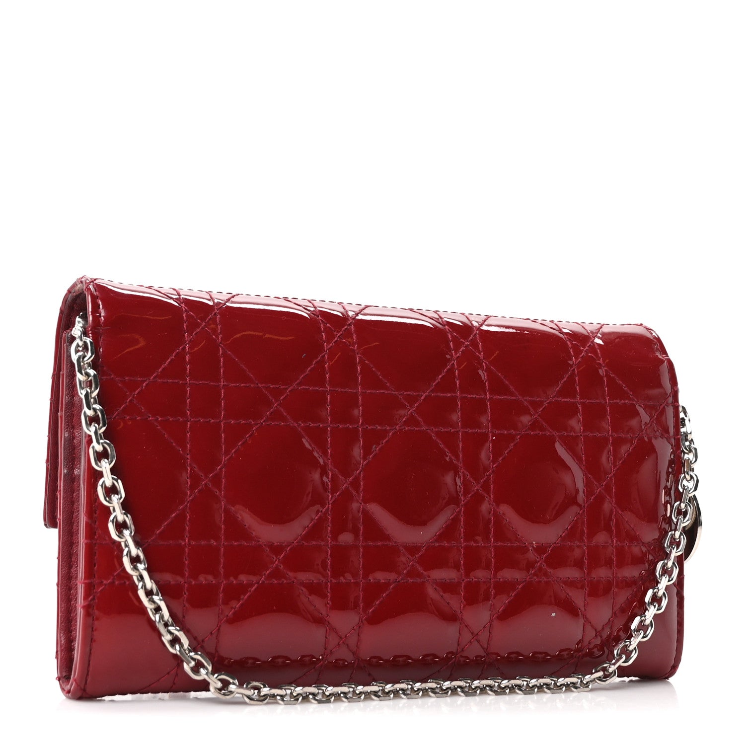 Christian Dior Patent Cannage Rendez-vous Chain Wallet Red 3 of 10