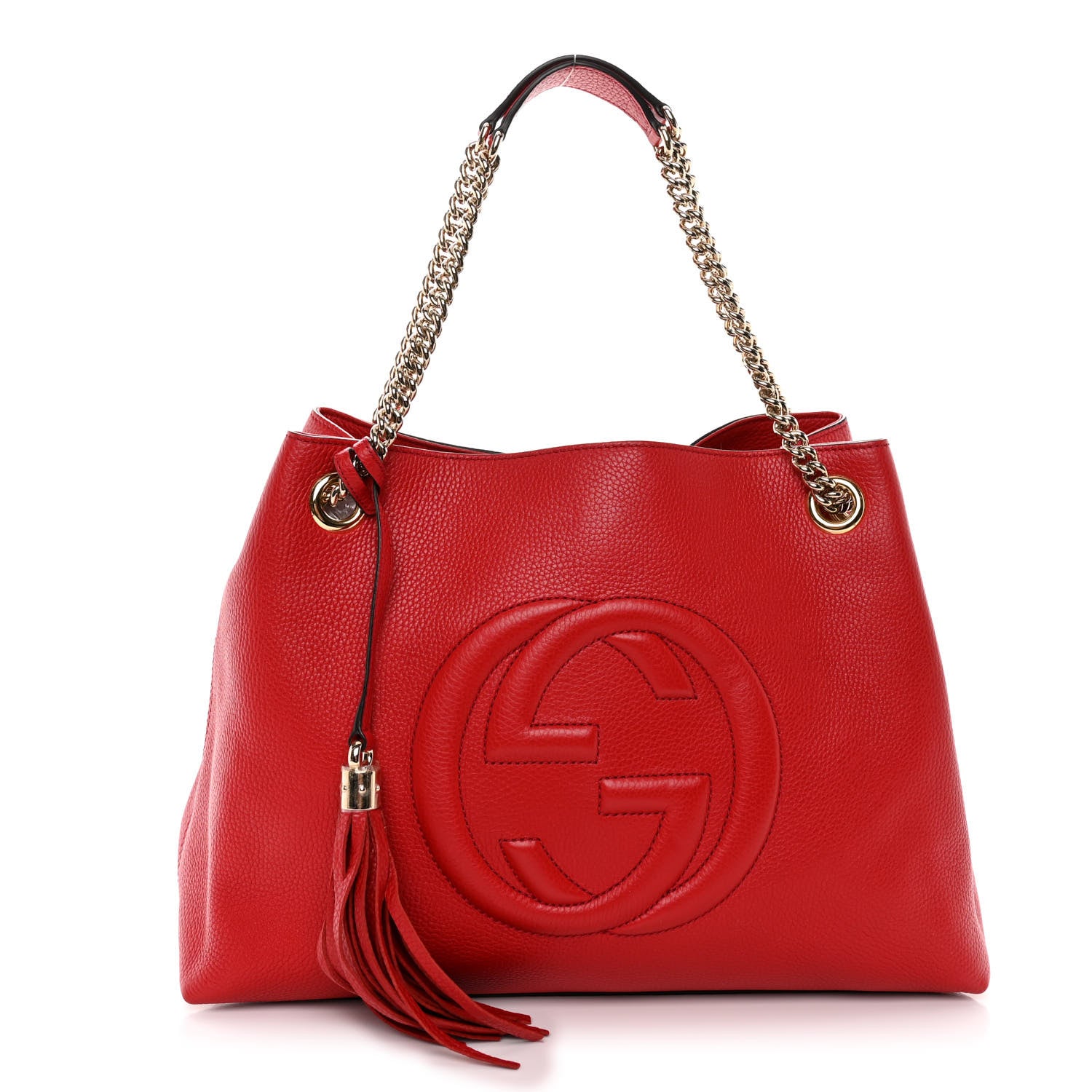 Gucci Pebbled Calfskin Medium Soho Chain Shoulder Bag Tabasco Red 1 of 11