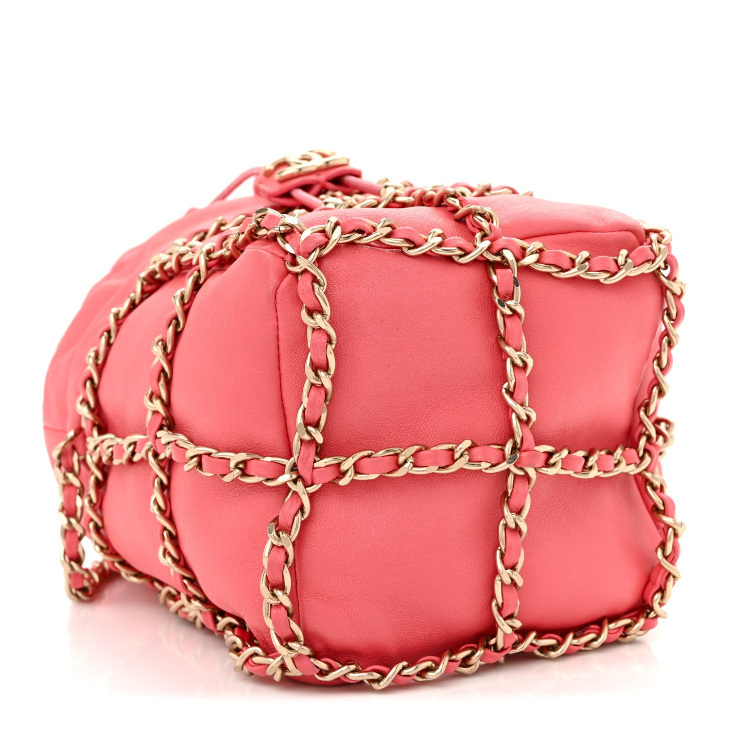 Chanel Lambskin Bucket Chain Drawstring Bag Pink 4 of 11