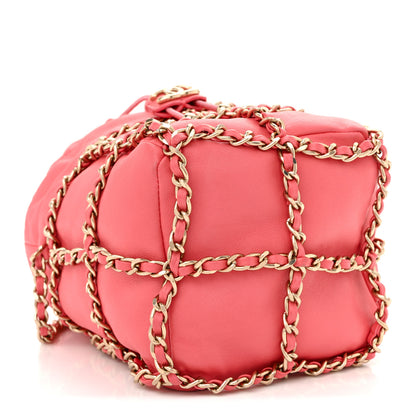 Chanel Lambskin Bucket Chain Drawstring Bag Pink 4 of 11