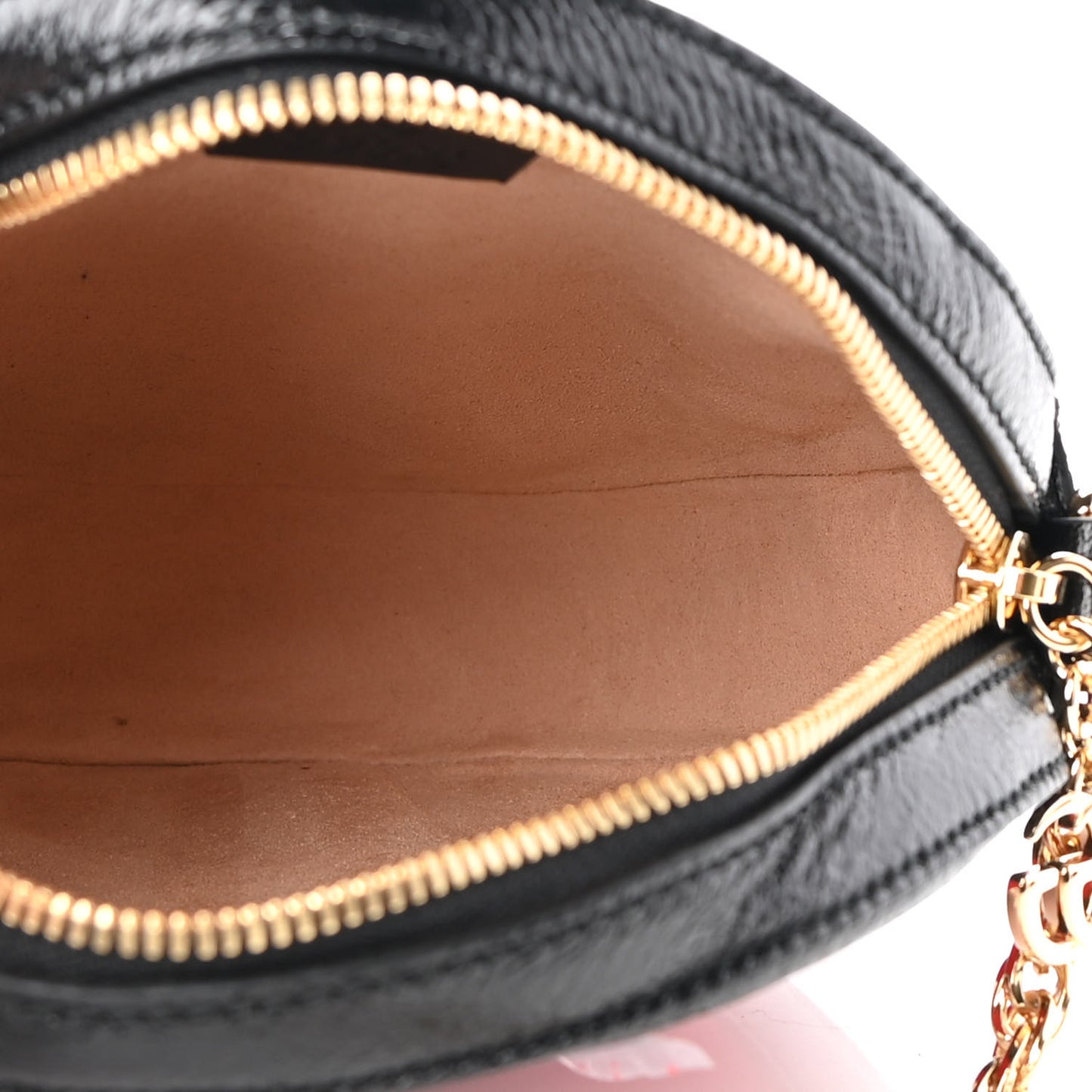 Suede Patent Web Mini Ophidia Round Shoulder Bag Hibiscus Red Black