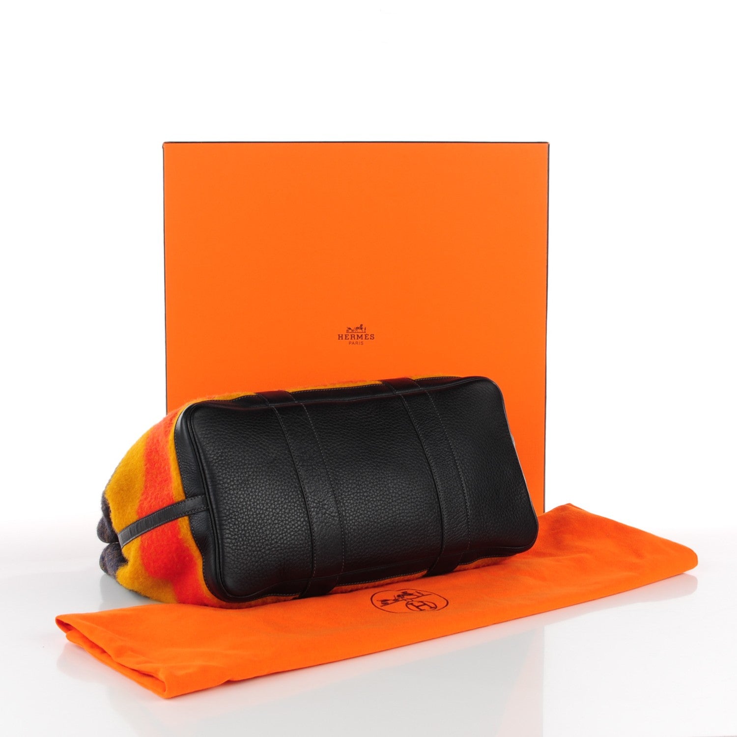 Hermes Wool Rocabar Garden Party Tote 36 MM Orange Black 4 of 7