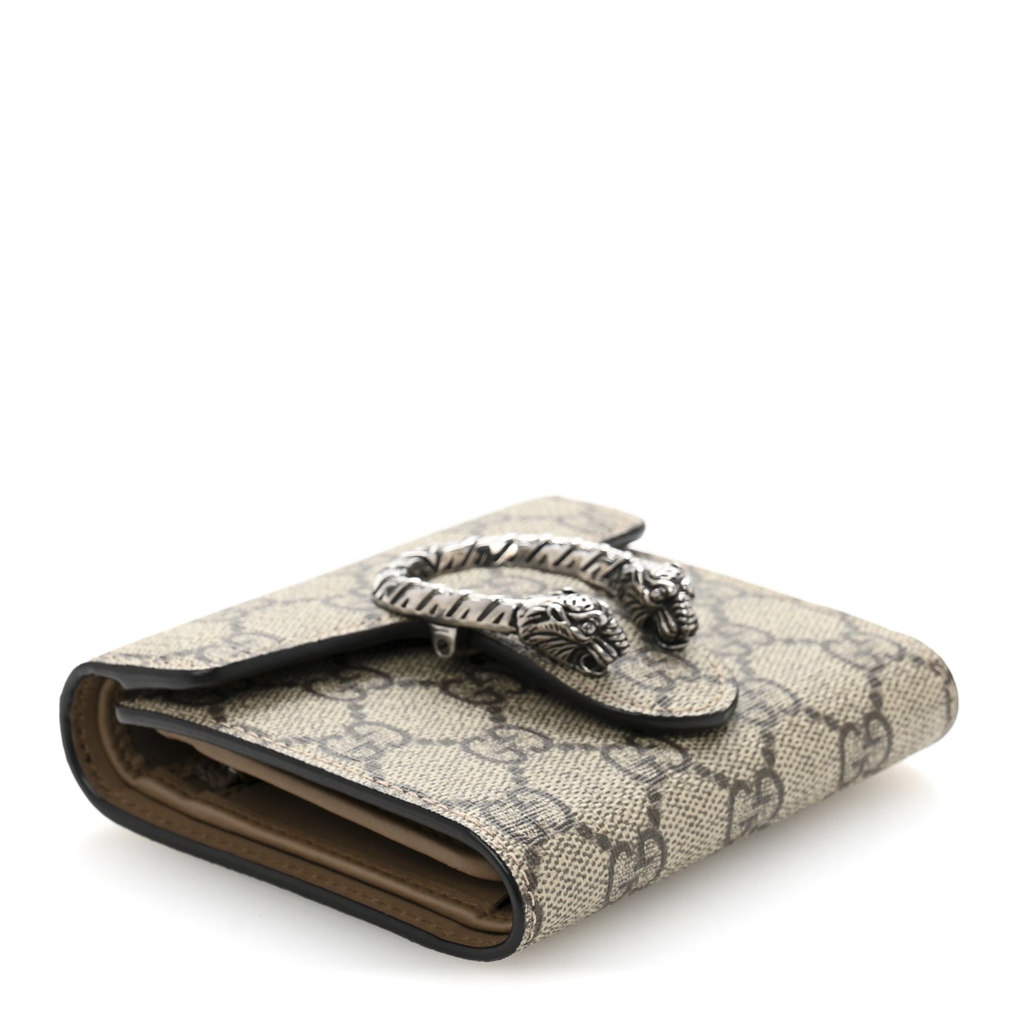 GG Supreme Monogram Dionysus Card Case Wallet Beige Taupe