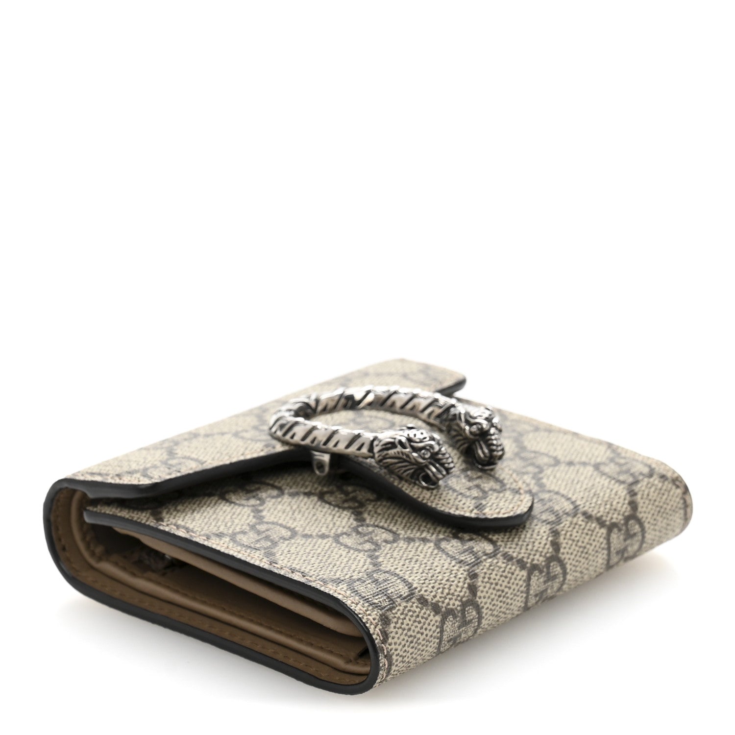 Gucci GG Supreme Monogram Dionysus Card Case Wallet Beige Taupe 4 of 10