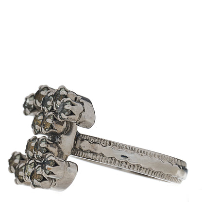 Chanel Metal Crystal CC Ring 6.25 Silver 2 of 4