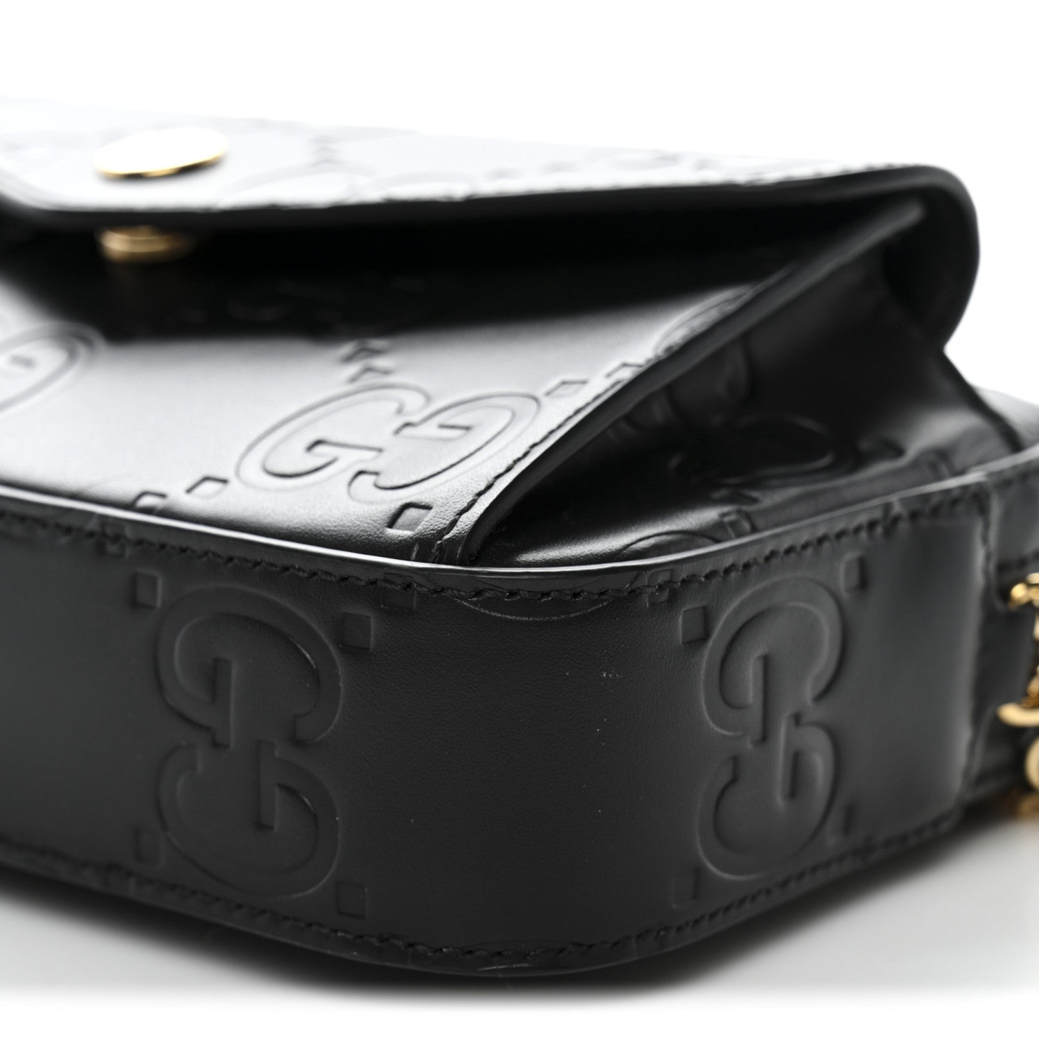 Gucci Calfskin GG Super Mini Debossed Chain Wallet Black 10 of 10