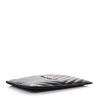 Saint Laurent Grain De Poudre Chevron Monogram Large Bill Pouch Black 4 of 9
