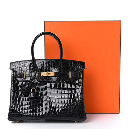 Hermes Shiny Niloticus Crocodile Birkin 30 Black 12 of 12