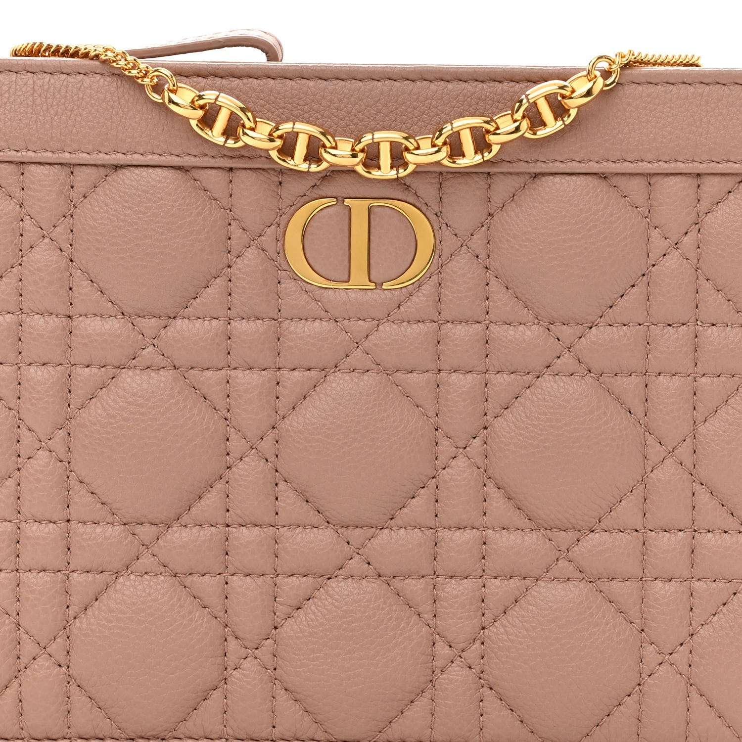 Christian Dior Calfskin Cannage Caro Zipped Pouch With Chain Fard 8 of 10