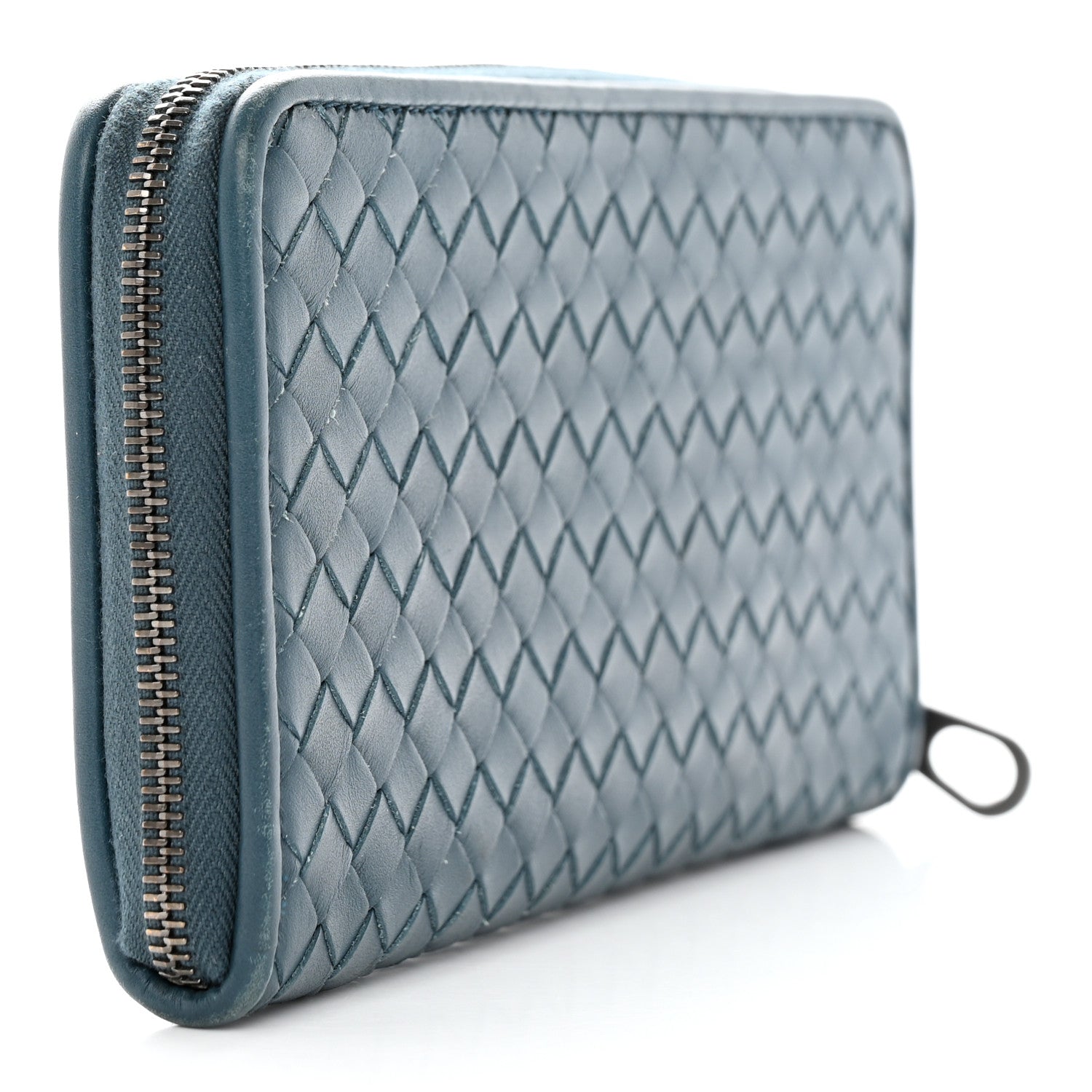 Bottega Veneta Nappa Intrecciato Zip Around Wallet Blue 3 of 21