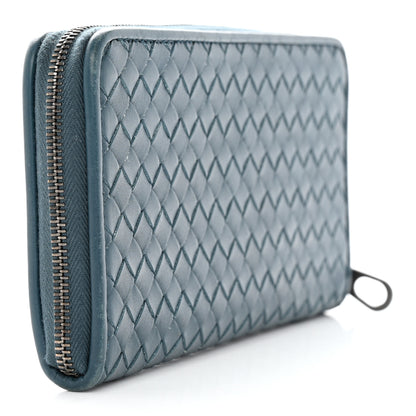 Bottega Veneta Nappa Intrecciato Zip Around Wallet Blue 3 of 21