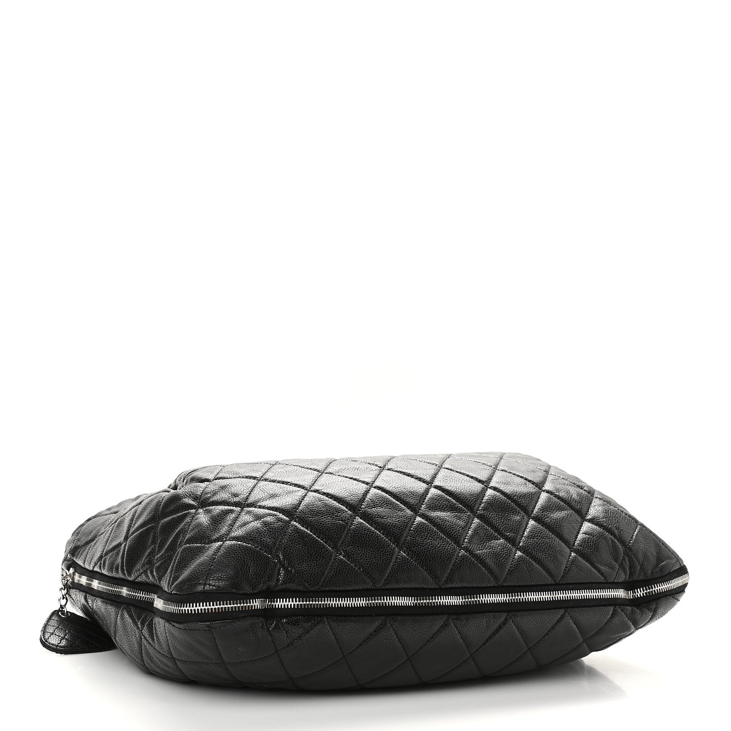 Caviar Quilted Soho Expandable Zip Shoulder Bag Black
