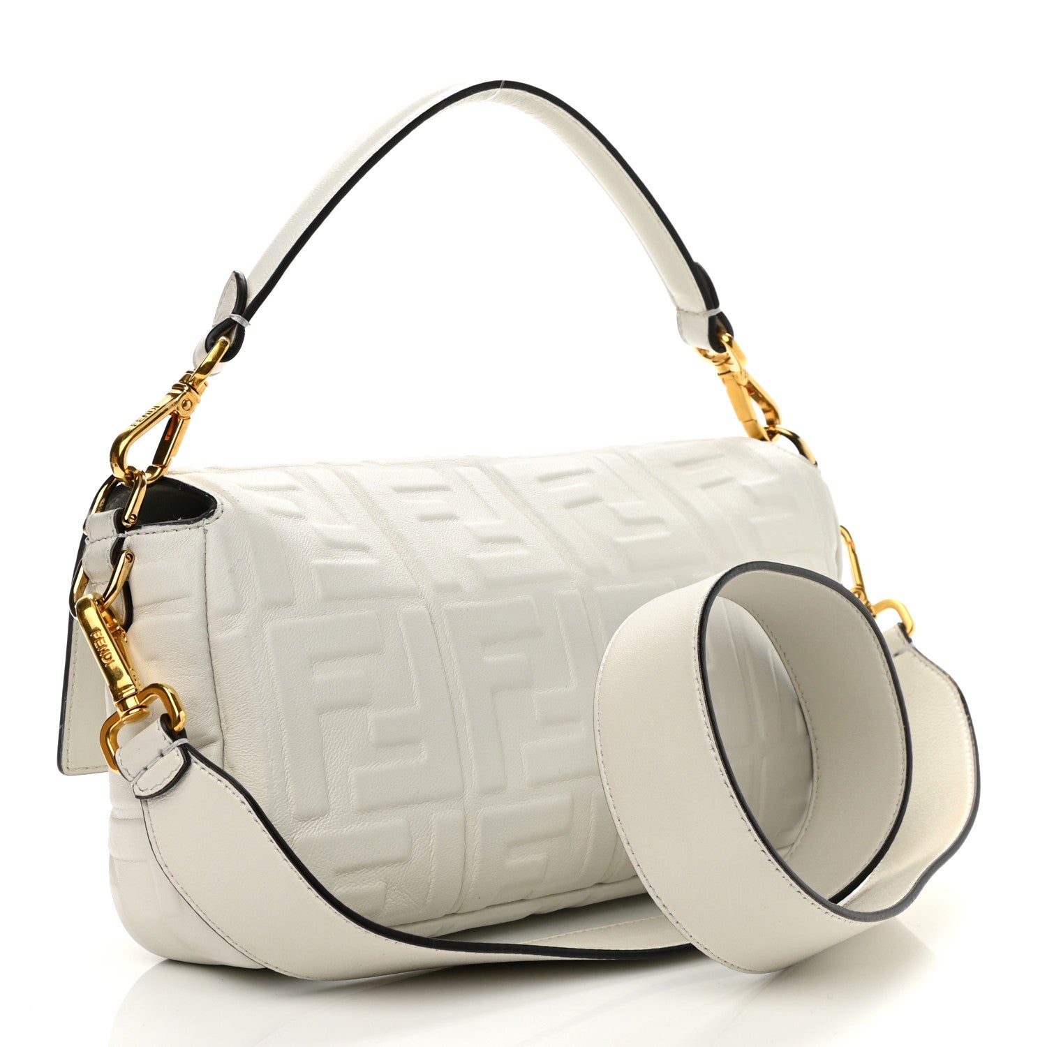 Fendi Nappa FF 1974 Embossed Baguette White 3 of 10