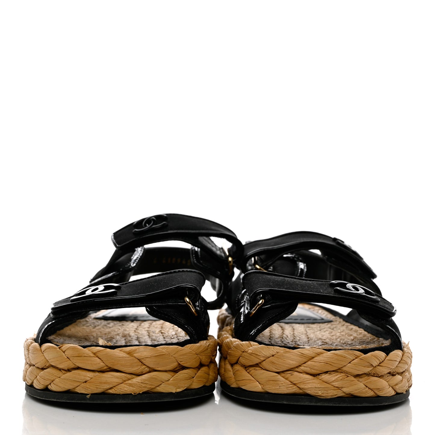 Mesh Patent Calfskin Velcro Dad Sandals 40 Black