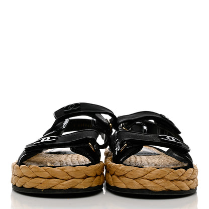 Chanel Mesh Patent Calfskin Velcro Dad Sandals 40 Black 2 of 9
