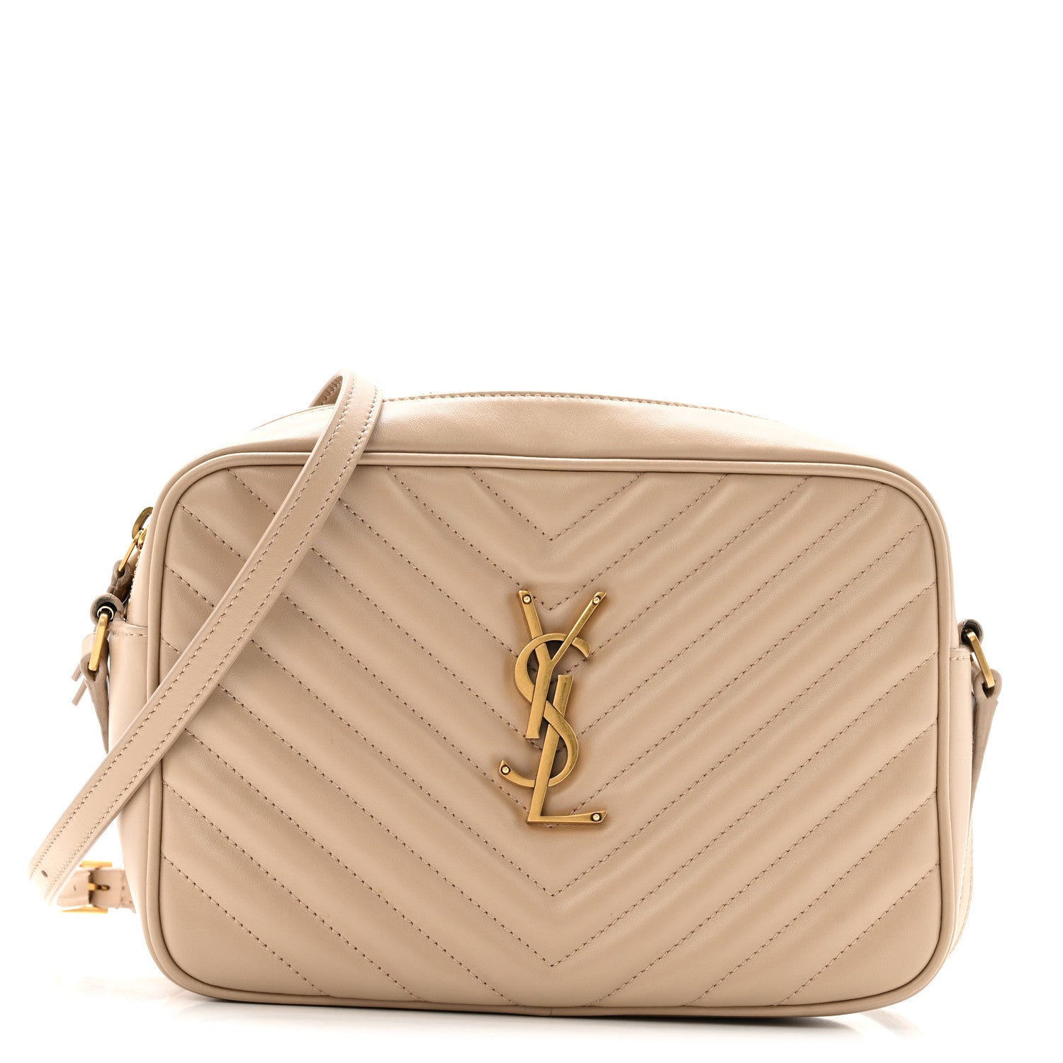 Saint Laurent Calfskin Matelasse Monogram Lou Camera Bag Dark Beige 1 of 13