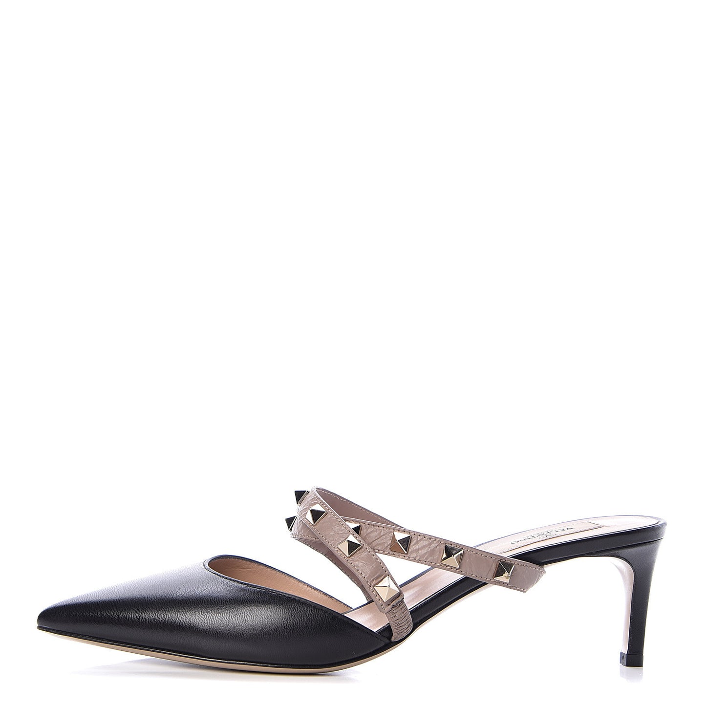 Nappa Rockstud Criss Cross 55mm Mules 40 Black Poudre