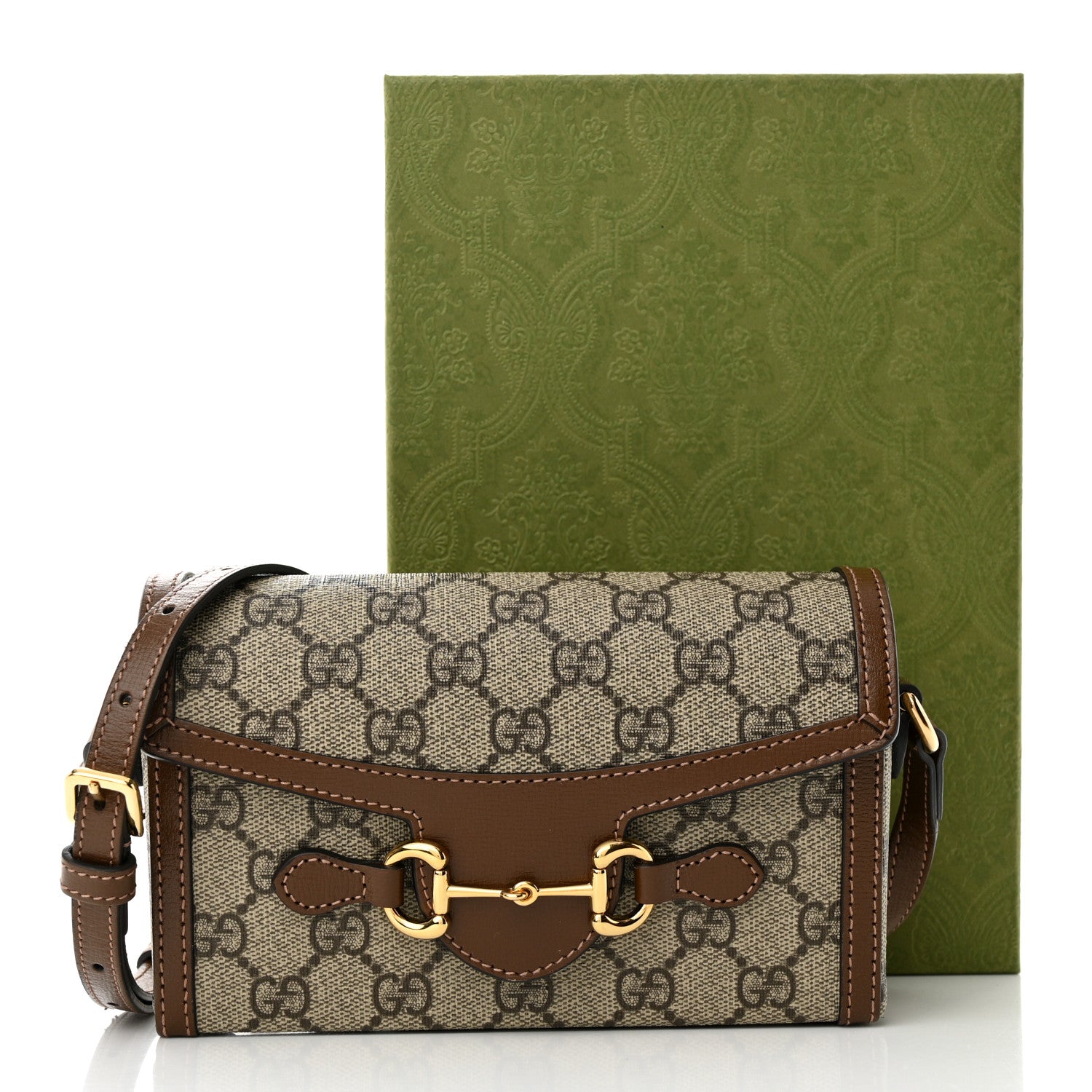 Gucci GG Supreme Monogram Mini Horsebit 1955 Shoulder Bag Beige Brown Sugar 13 of 13