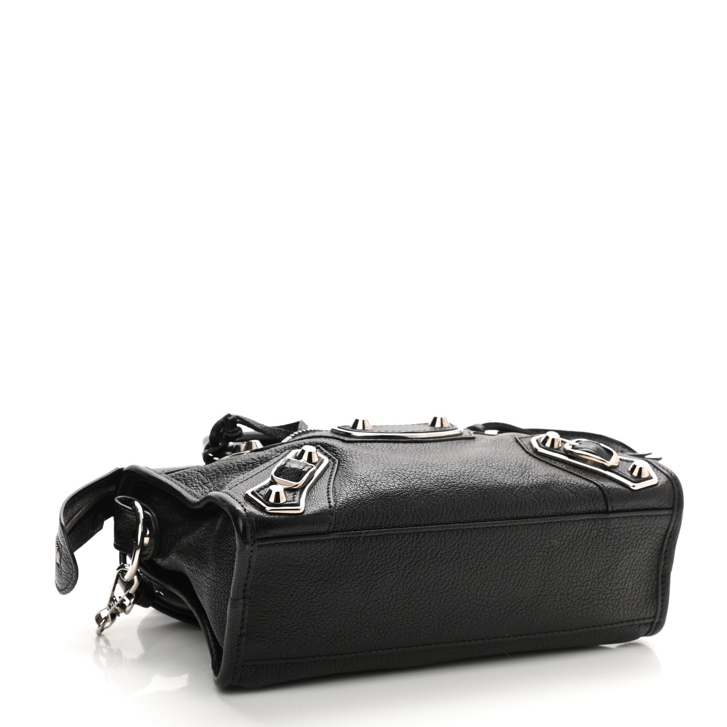 Chevre Silver Metallic Edge Hardware Mini City Black